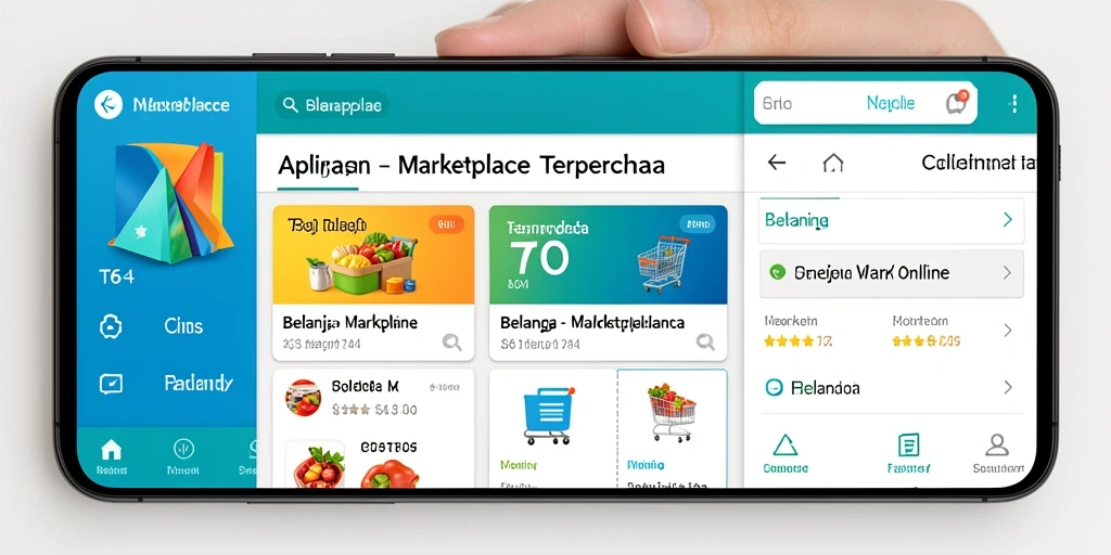 Antarmuka aplikasi T6 yang menarik dan fungsional untuk belanja.