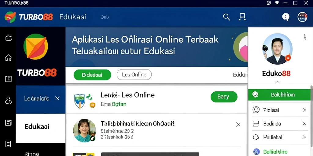 Tampilan antarmuka aplikasi TURBO88 yang ramah pengguna untuk les online.