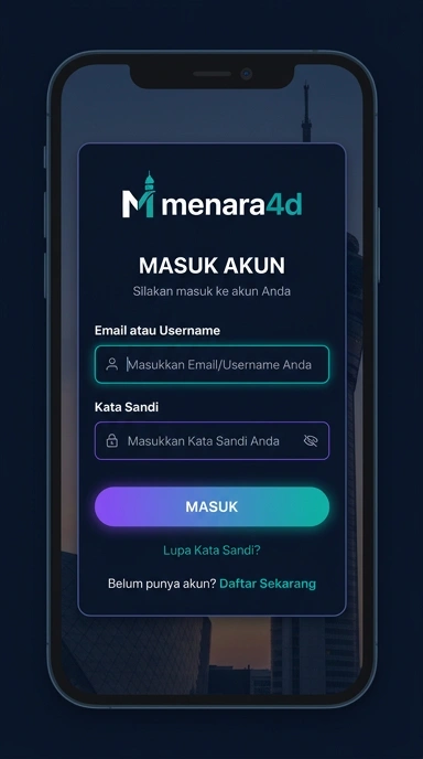 Tampilan halaman login menara4d